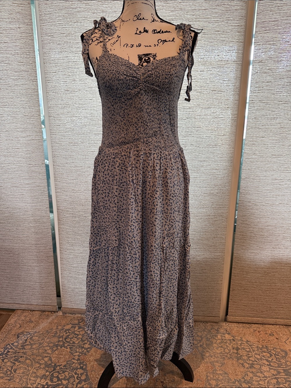 HEYSON Smocked Tiered Maxi Dress with Tie Straps in Sky Blue